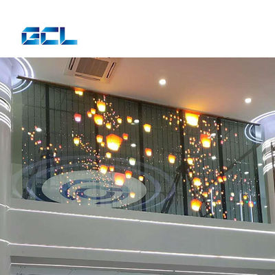 IP42 Rated P4mm Instalasi Tetap Tampilan LED Transparan Untuk Bangunan Landmark