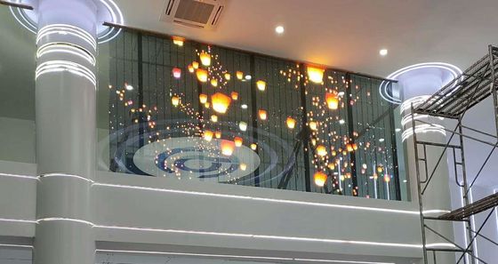 P3.9 Layar LED transparan fleksibel dengan kecerahan tinggi untuk pemasangan di luar ruangan