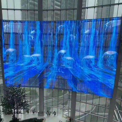 Layar LED Transparan Windows 1000mm Ukuran Panel Layar LED Mesh 32768 Titik/M2 Kepadatan Pixel