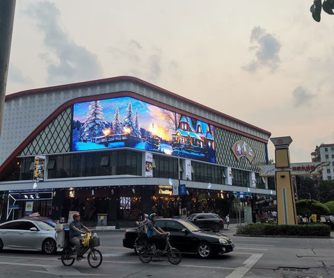 Bangunan Eksterior melengkung 3D Billboard Layar Besar Video Led Image Display P3.9 Layar Iklan Tetap Layar Eksterior