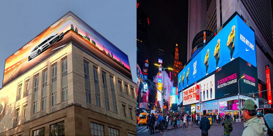 Bangunan Eksterior melengkung 3D Billboard Layar Besar Video Led Image Display P3.9 Layar Iklan Tetap Layar Eksterior