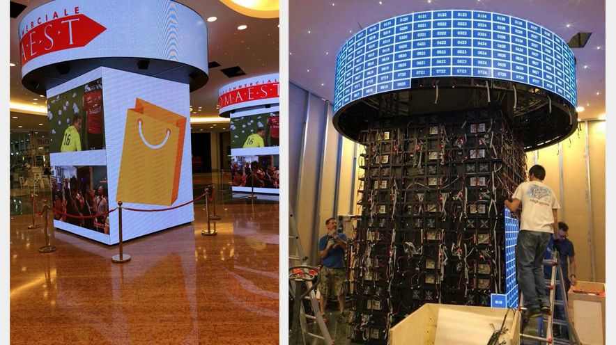 Instalasi Indoor P3 LED Soft Module Kolom Bulat dengan Rasio Kontras Tinggi 5000 1 dan 256 Kedalaman Warna